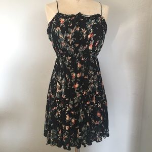Free People black floral mini dress